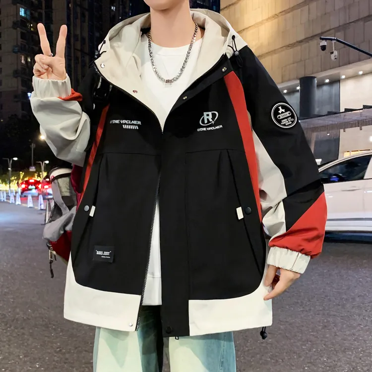 秋季新款外套男秋季潮流帅气休闲夹克春秋帅气工装外套字母夹克