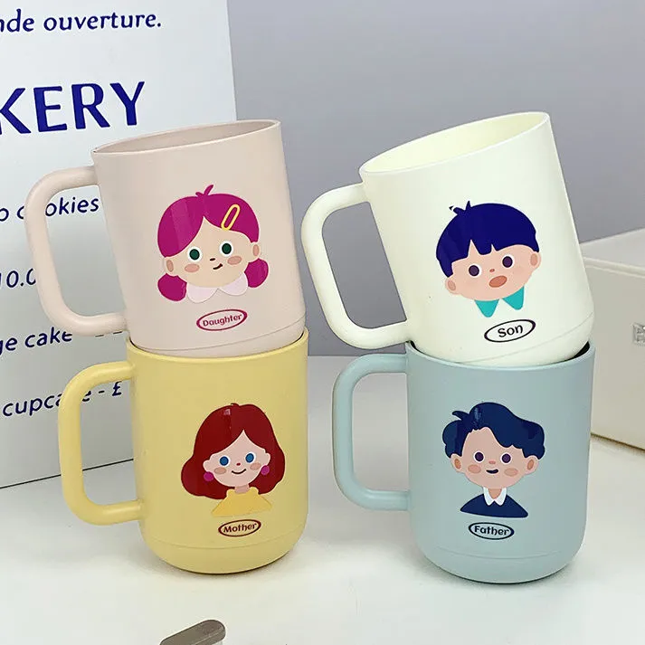 卡通可爱一家四口家庭漱口杯情侣创意洗漱刷牙耐脏牙刷高颜值家用