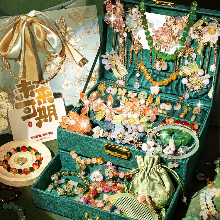 国潮风女孩子生日礼物穿手链古风串珠儿童玩具琉璃首饰DIY手工制