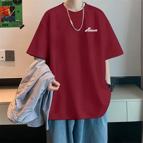 爆款男款美式打底衫新款t恤百搭上衣纯色韩版短袖T恤休闲夏季