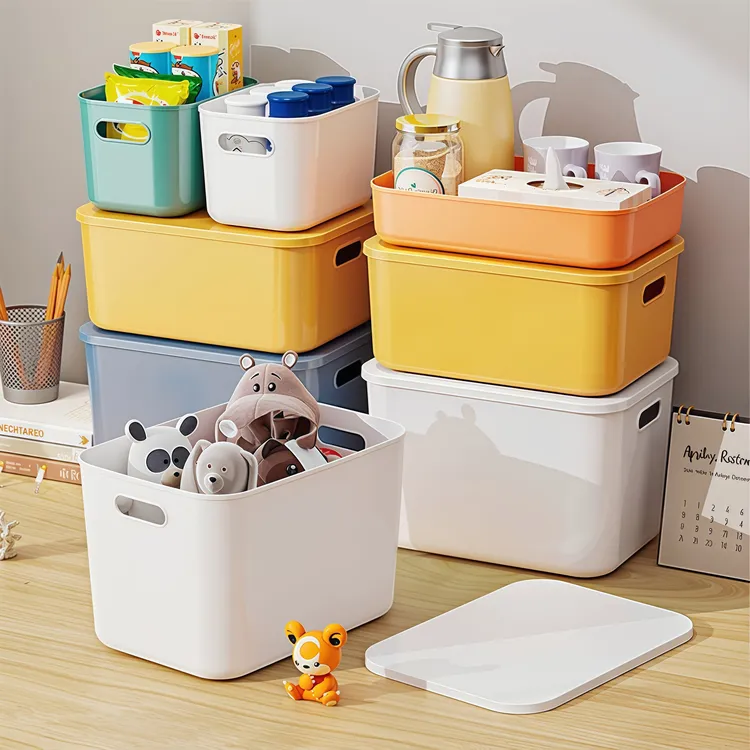 收纳盒玩具收纳箱多用途零食长方形整理带盖桌面储物盒大容量家用