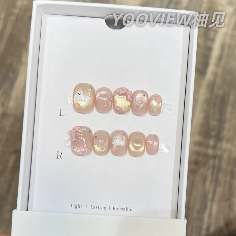 高级感穿戴甲【喵语】纯手工穿戴甲短款可爱风猫眼美甲美甲穿戴甲片