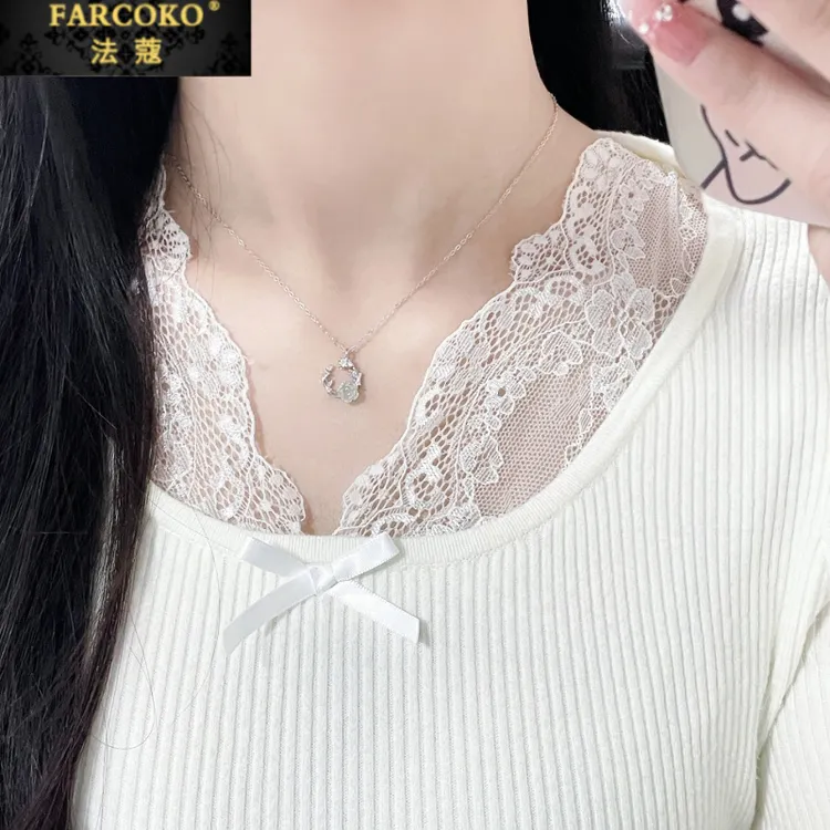 FARCOKO/法蔻 链子足银 璀璨山茶花项链新中式国潮七夕礼物送女友