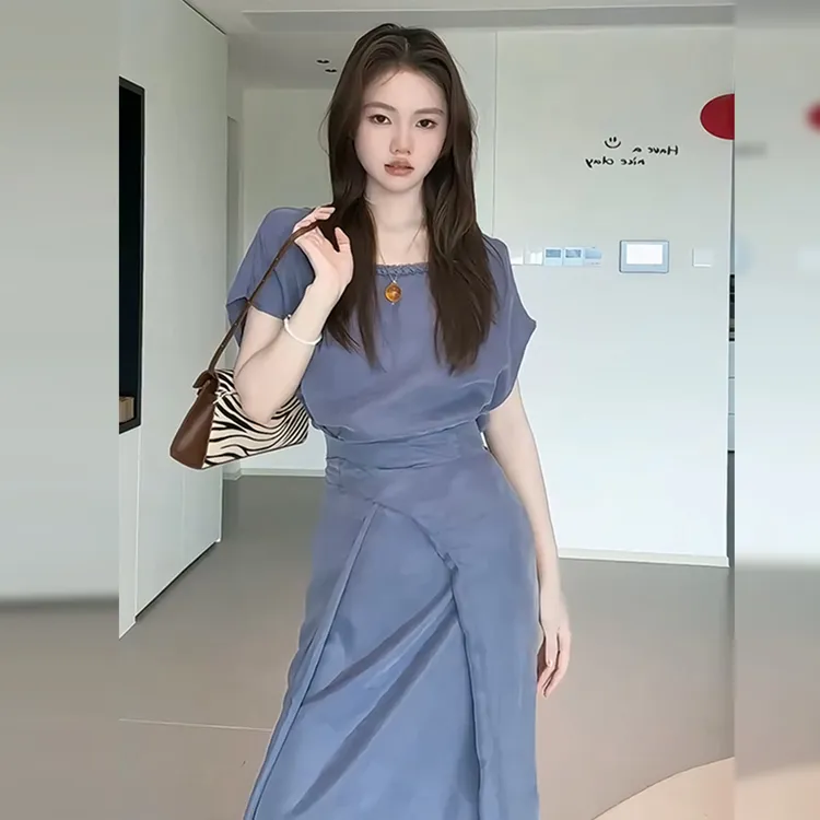 【清仓+运补5米】紫色连衣裙子女夏季2025长裙今年流行漂亮4356