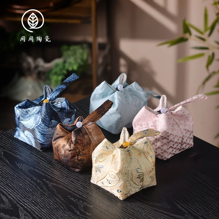 手工织锦杯袋加厚防摔单个主人杯小号盖碗布袋中式便携收纳袋旅行