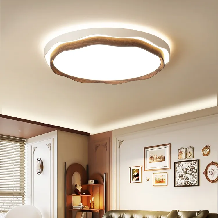 吸顶灯客厅灯卧室灯新中式胡桃木装饰高级感LED节能灯全光谱护眼