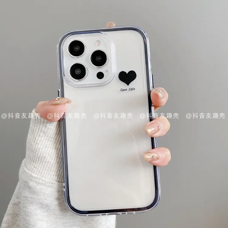 适用于苹果16pro新手机壳华为mate60/pura70三合一炫彩潮爱心创意
