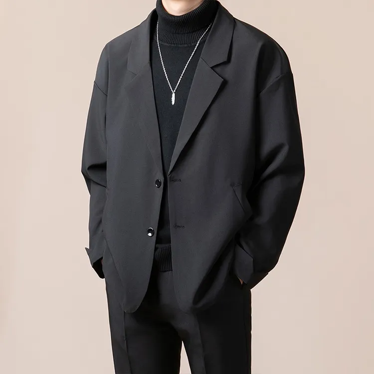 韩风chic外套男休闲宽松小西服西装青年春秋季港风帅气便上衣英伦