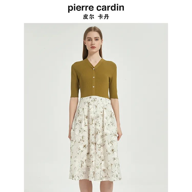 【皮尔卡丹女装】时尚时尚田园碎花清新修身连衣裙【专柜正品】