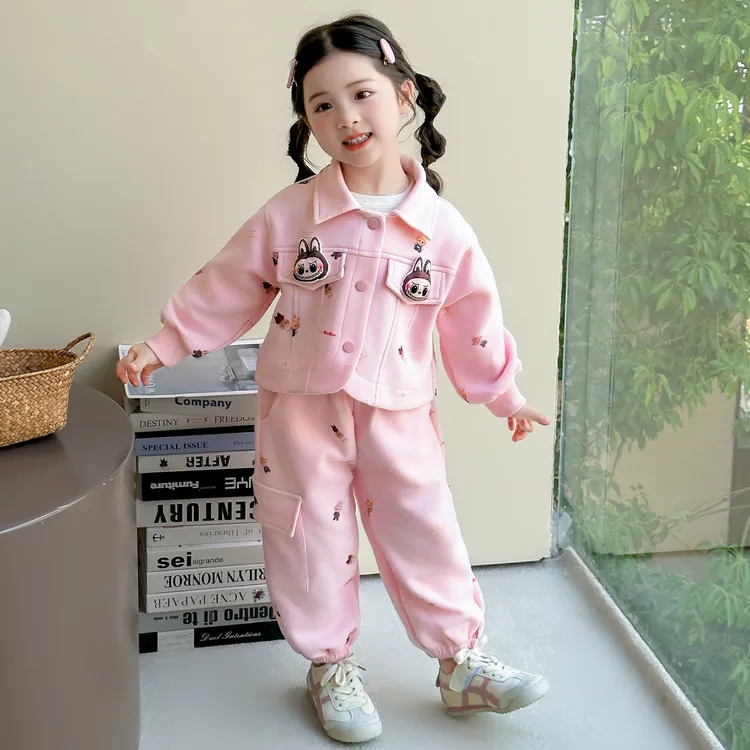 拉布布女童套装玩偶秋季翻领外套2025新款儿童小女孩春秋装两件套