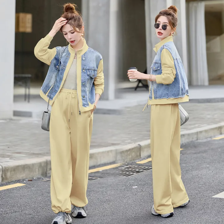 时尚套装女装2025年春装春天衣服新款两件套短款外套裤子休闲套装