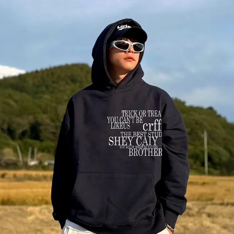 美式高街新款重磅连帽卫衣男女秋季潮牌宽松oversize情侣帽衫外套