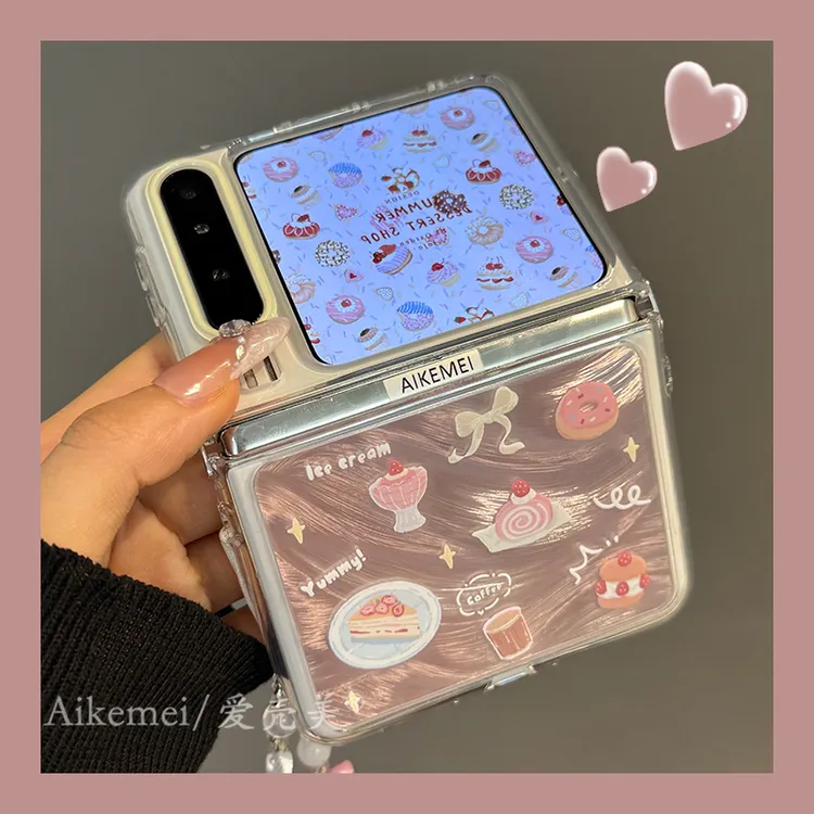 适用华为purax典藏版折叠屏手机壳pocket2羽纱纹甜品蛋糕蝴蝶结女