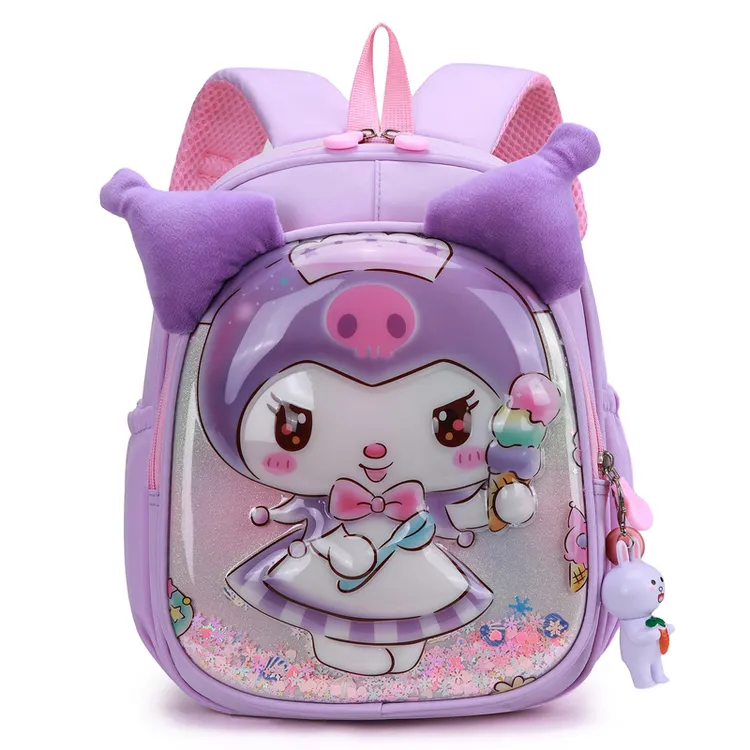 新款库洛米书包幼儿园小中班女孩3-5岁卡通可爱带胸扣防水双肩包