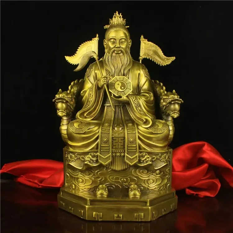 纯铜鸿钧老祖坐龙椅鸿钧老祖像家用客厅工艺品摆设