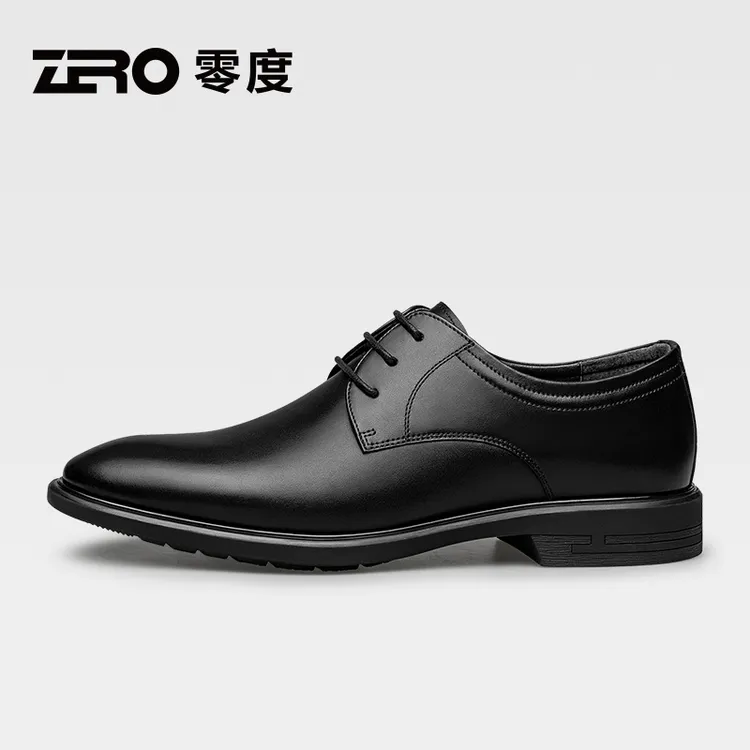 【25年新品】ZRO零度男士时尚百搭黑色真皮商务休闲皮鞋英伦风66882