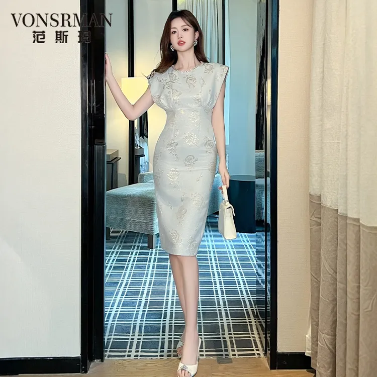 欧洲站又a又飒2025连衣裙夏季女装重要场合绝美无袖修身包臀裙子a