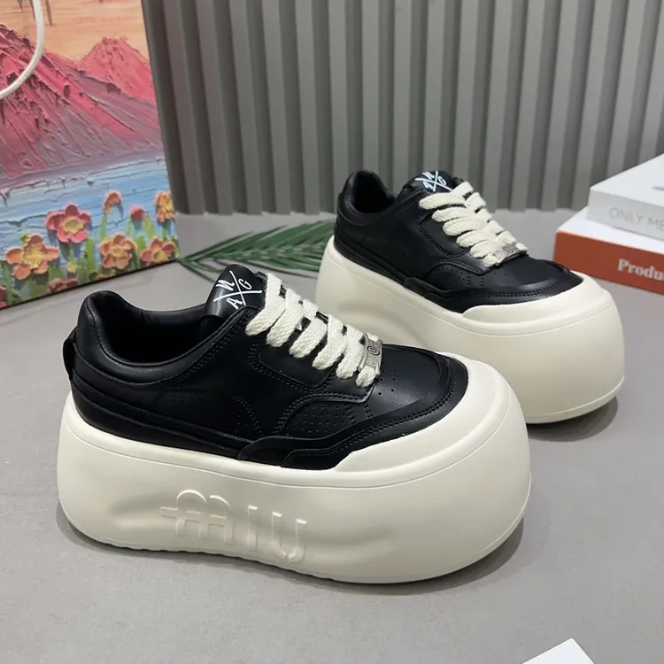 真皮厚底增高小白鞋女2025秋季新款百搭休闲运动板鞋小个子松糕鞋