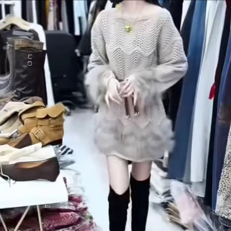 时尚潮流百搭精品气质中长款秋冬连衣裙