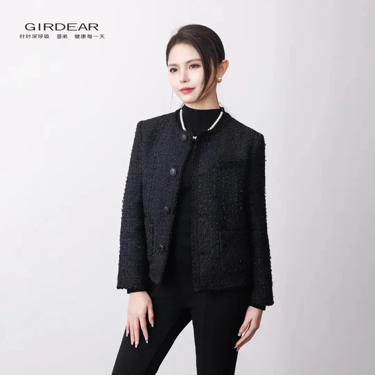 GIRDEAR/哥弟2025新款轻奢高端优雅圆领显瘦小香外套140042-4A887