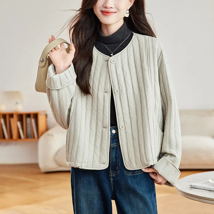 格子拼接轻薄棉衣休闲女秋冬2025新款时尚洋气短款棉服夹棉棉袄