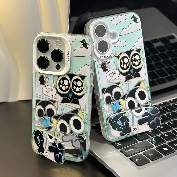 罗小黑镜子支架适用苹果16promax手机壳iPhone15华为vivo小米oppo
