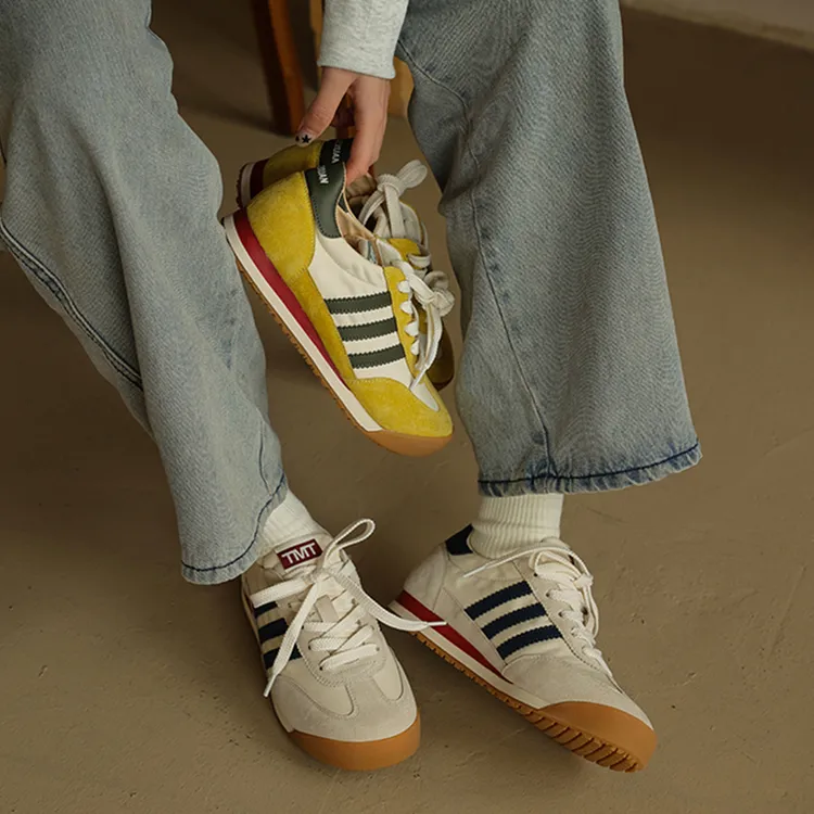 小众复古德训鞋女2025新款磨砂真皮百搭阿甘鞋软底透气运动休闲鞋