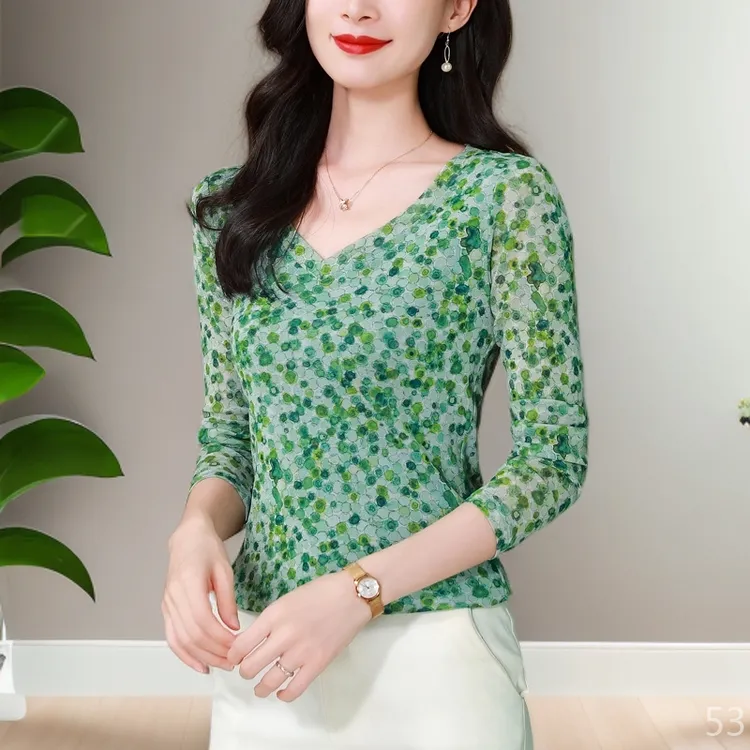 气质秋装女款爆款2025新款网纱打底衫知性风衣服时尚洋气微胖修身