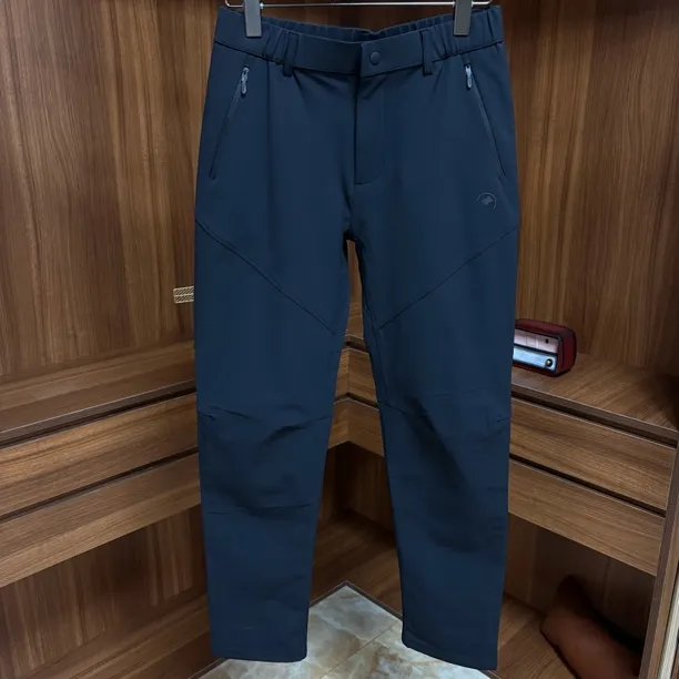 25609男长裤休闲裤男士黑色工装运动裤运动保暖秋冬软壳裤直筒裤