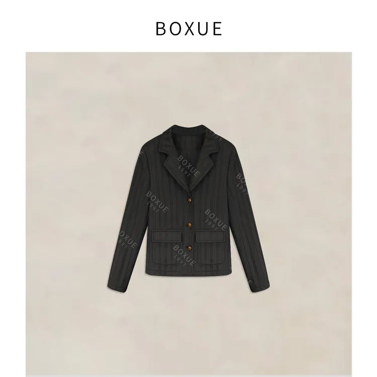BOXUE“踏歌行”2025秋冬高级感压线薄棉服轻奢 外套#250923W5172