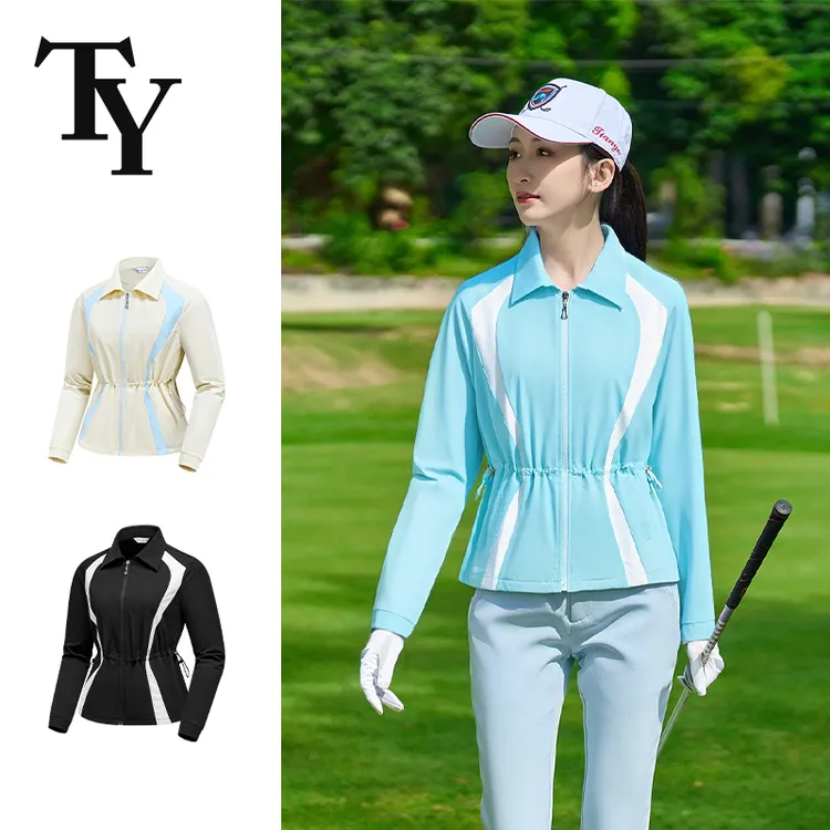 高尔夫球服 新款女士翻领长袖上衣  防风收腰显瘦休闲运动外套