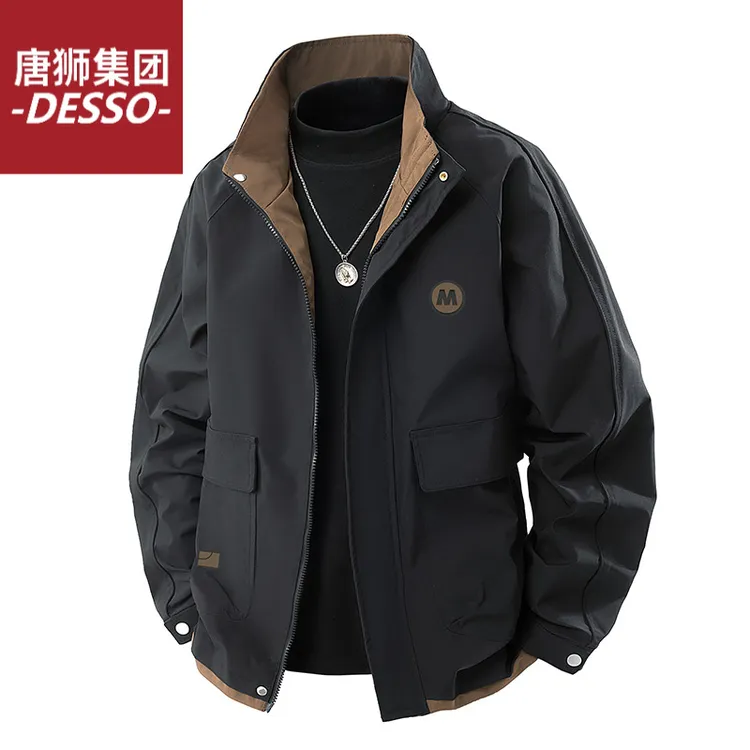 唐狮集团DESSO新款大码春季男夹克工装外套潮牌户外多口袋立领宽