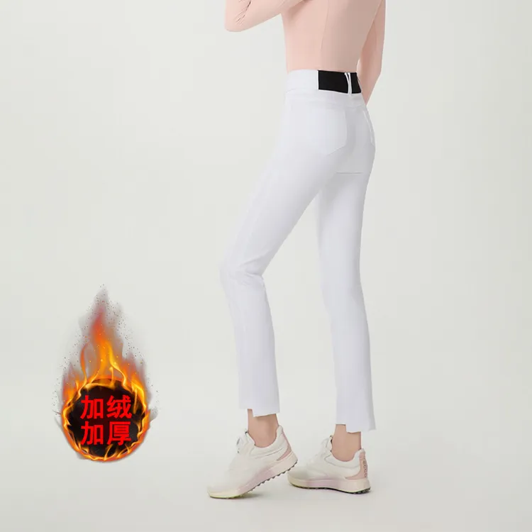 女士保暖高尔夫裤秋冬运动女裤显瘦弹力高腰直筒运动裤加绒加厚裤