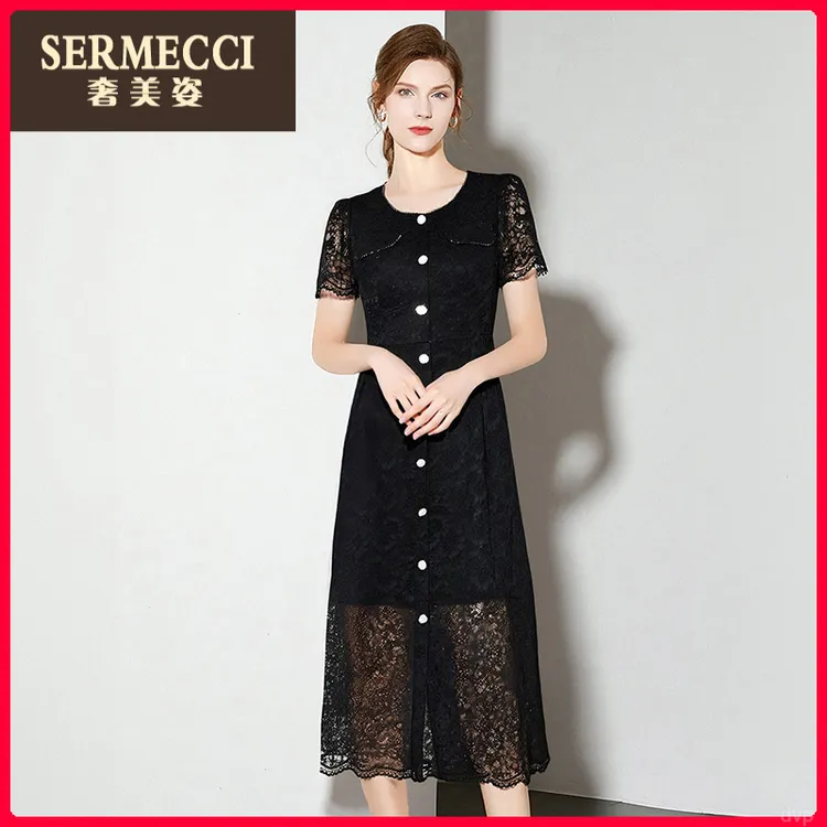 设计感2025新款奢美姿夏季蕾丝裙子高级小众时尚气质连衣裙显瘦高