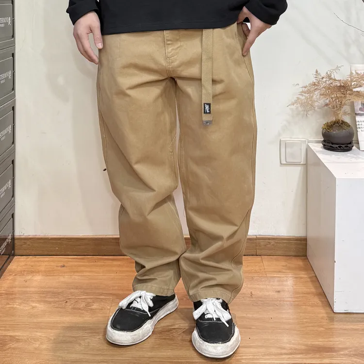 25日系冬季加厚重磅5379珠帆布420克宽松工装裤男锥形休闲裤子男