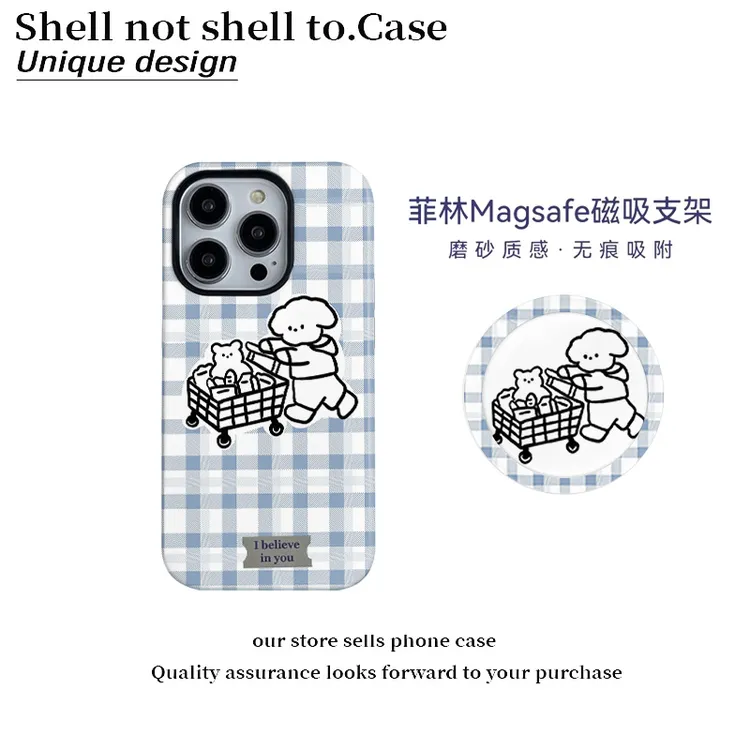 购物车小狗磁吸菲林壳适用苹果16promax手机壳小米15vivo华为oppo