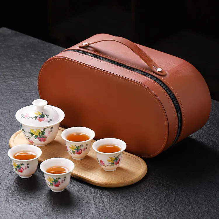 陶瓷旅行功夫茶具套装一壶四杯户外露营便携式高档便宜商务伴手礼