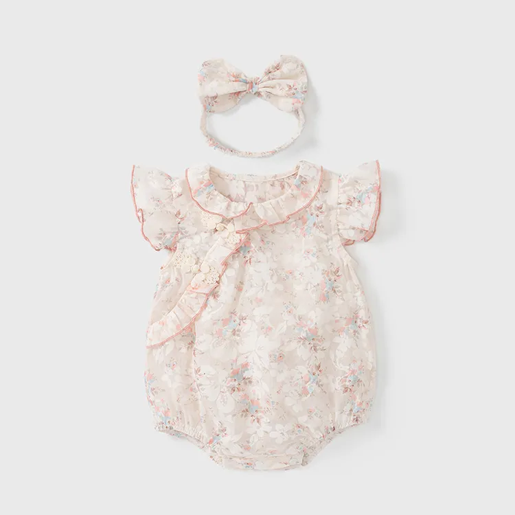 婴儿连体衣a类百日宴汉服衣服旗袍包屁衣粉色薄款哈衣中国风夏季