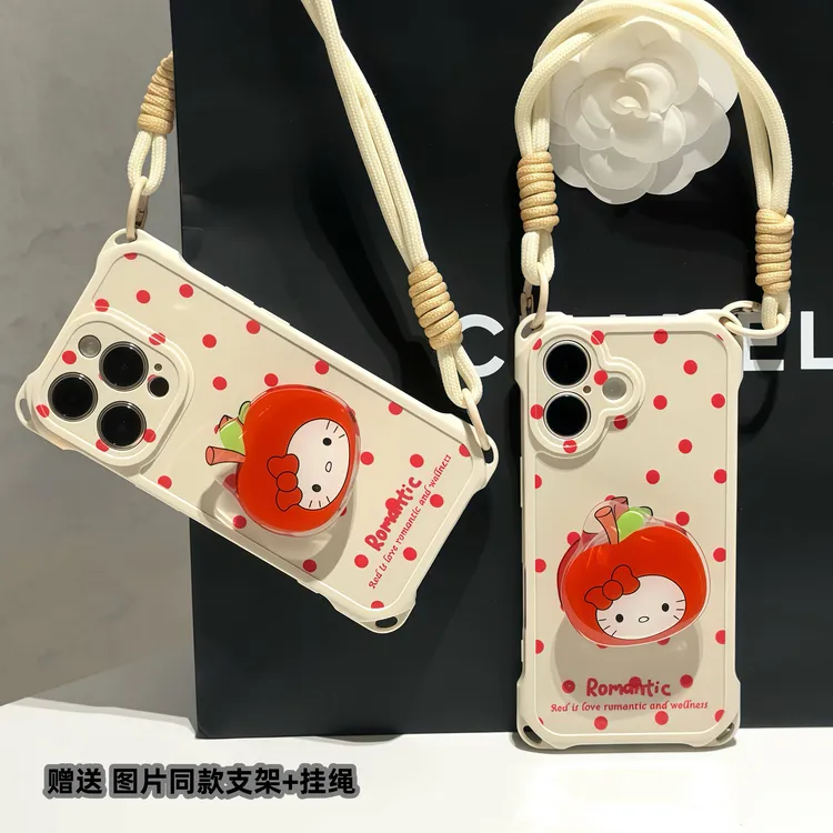 苹果头Kitty支架挂绳适用iPhone14苹果16手机壳华为vivoppo小米15