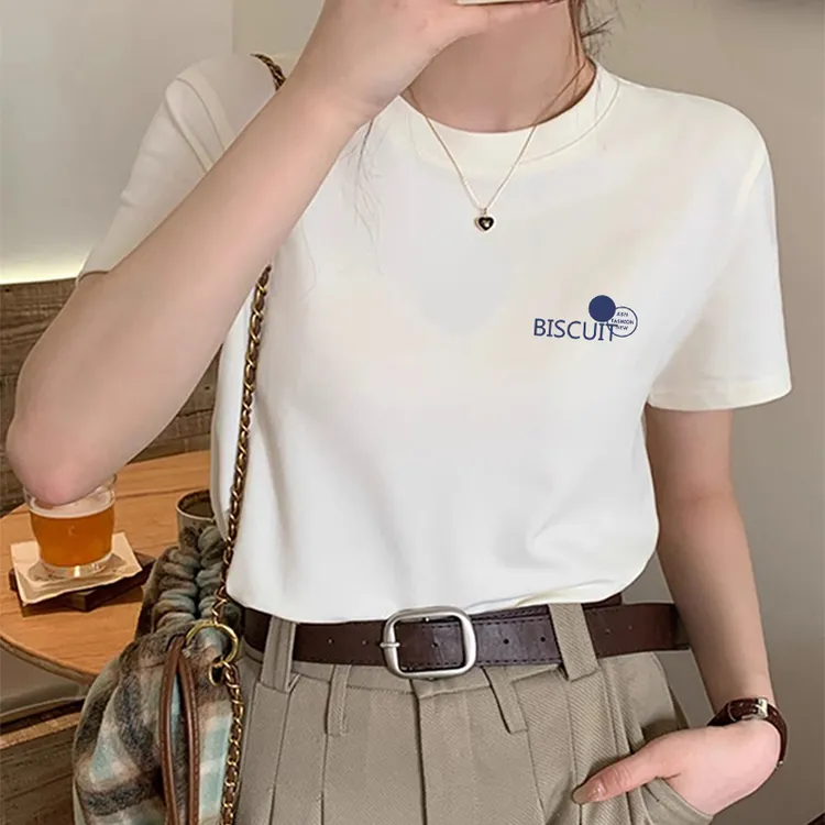 欧洲站白色短袖t恤女2025新款爆款夏季纯棉正肩打底宽松百搭上衣