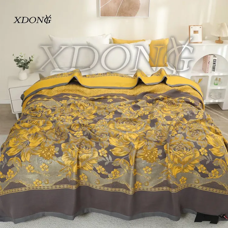 XDONGY（冬云家纺）230*250 高奢 皇上皇 提花复古风纱布毯床盖
