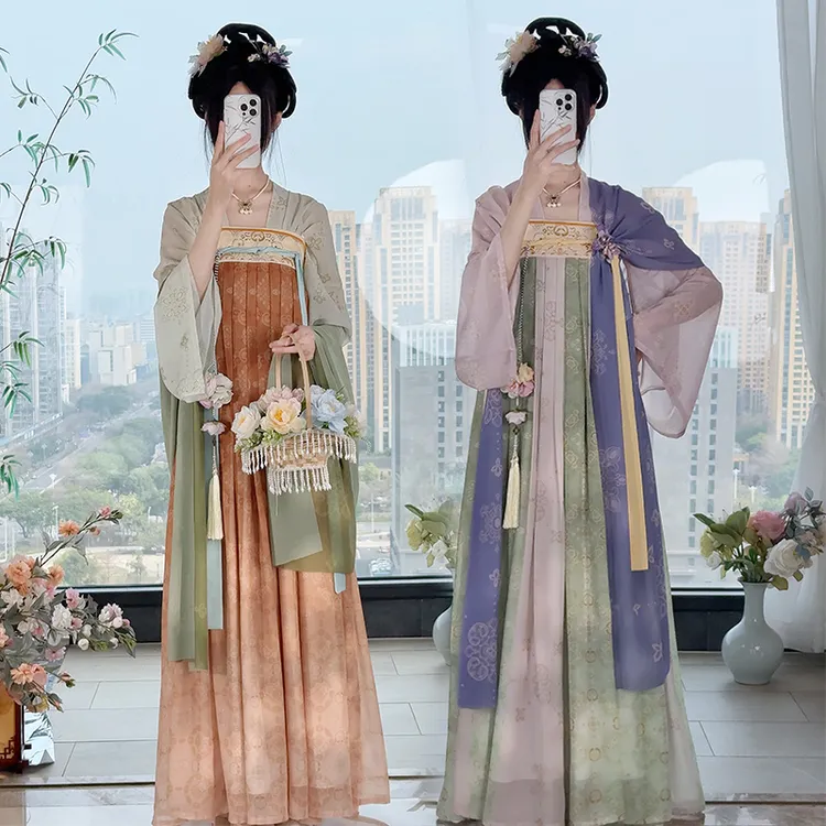 花琅阁原创唐制汉服女复原款一片式齐胸襦裙套装日常仙气春夏新款