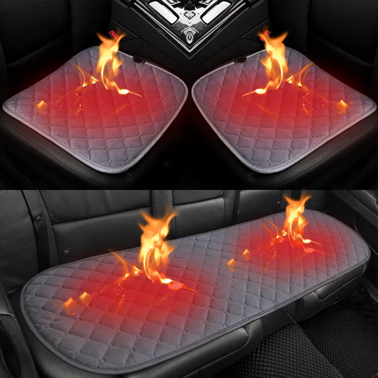 汽车加热坐垫毛绒冬季汽车用品车载加热坐垫三件套座垫汽车坐垫