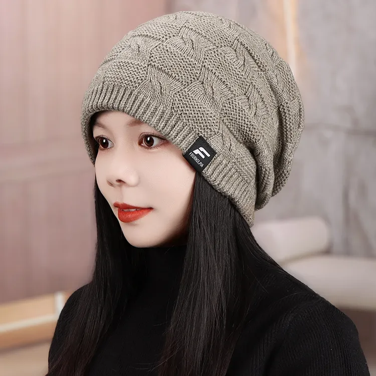 冬季帽子女款加绒防寒包头毛线帽户外加厚护耳针织帽保暖堆堆冷帽