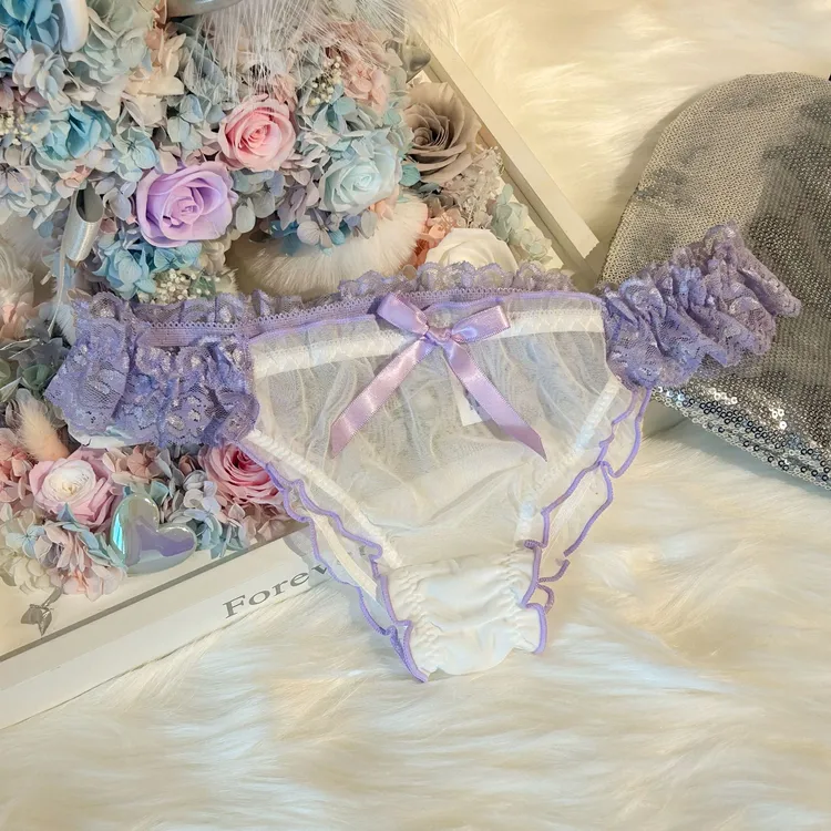 韵味甜酷撞色蕾丝女士女款三角内裤