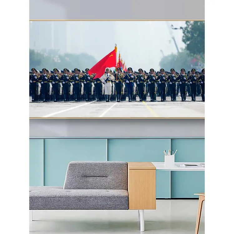 军事主题天安门天坛风景装饰画军人仪仗队导弹客厅办公室挂画海报