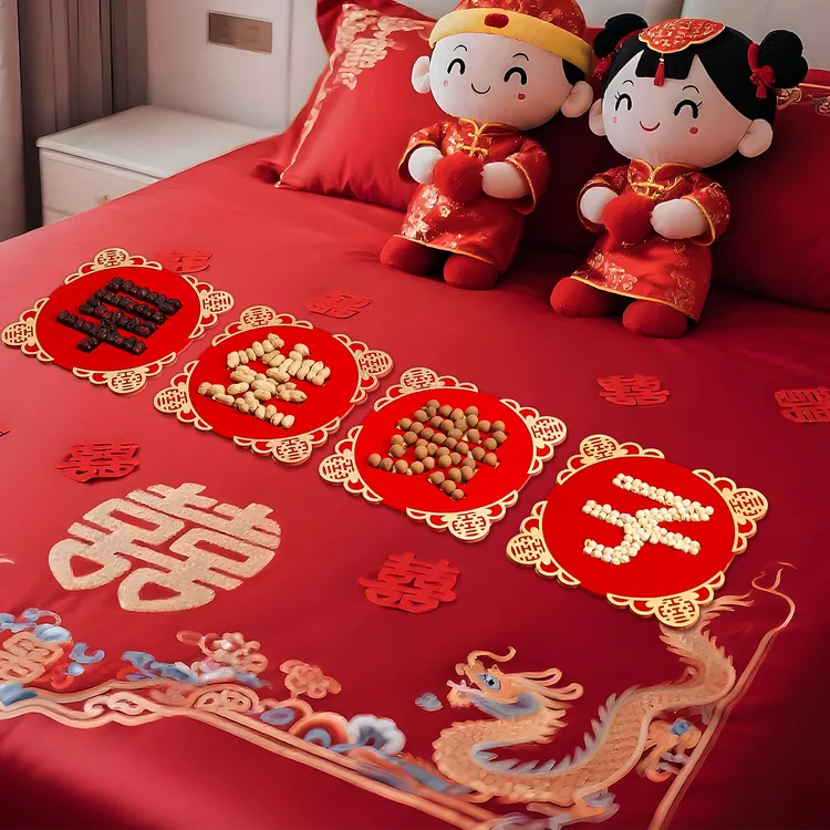 菲寻早生贵子结婚床上干果模具板摆件婚房布置装饰品婚礼女方陪嫁