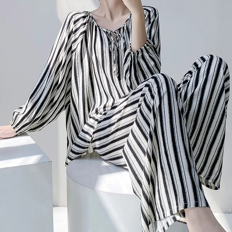 睡衣女长袖大码200斤胖MM绵绸家居服可外穿空调服女士棉绸套装