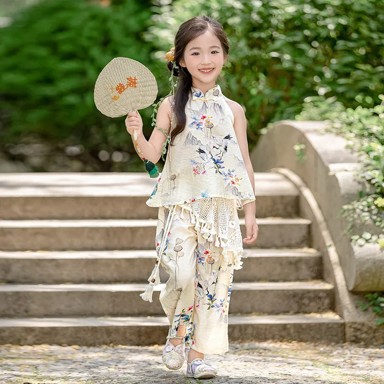 新品ba巴拉女童夏季套装2025新款洋气汉服儿童中国风上衣裤子新