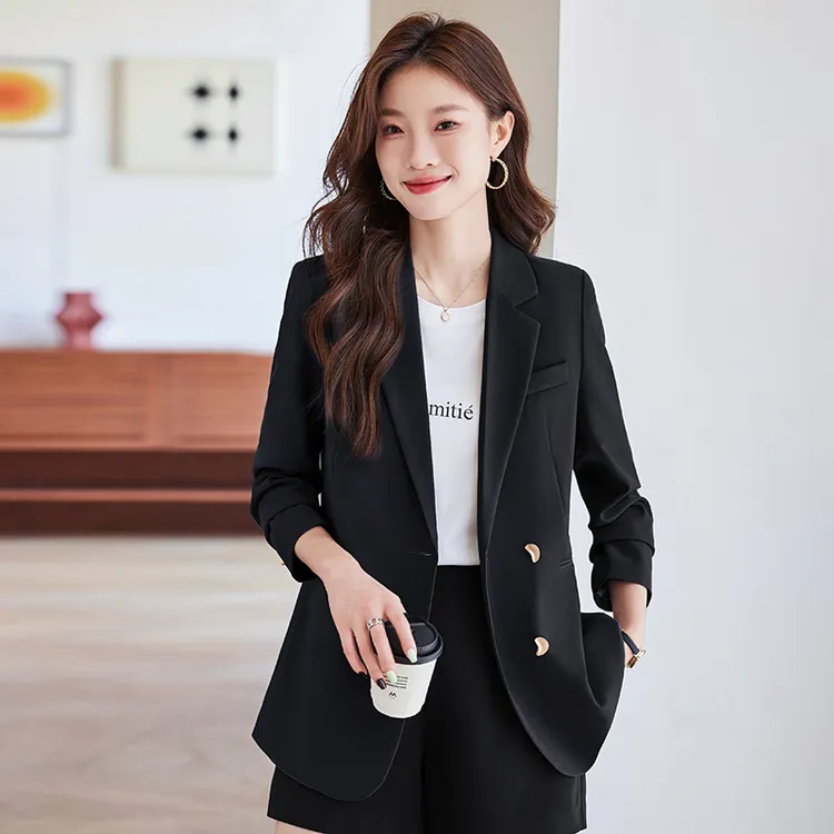 黑色小西装外套女秋装2024新款高级感气质小个子休闲女士西服上衣